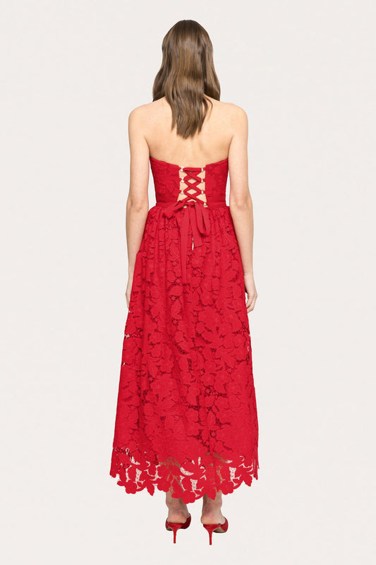 Corset-style strapless lace dress - RS15670 red NISSA