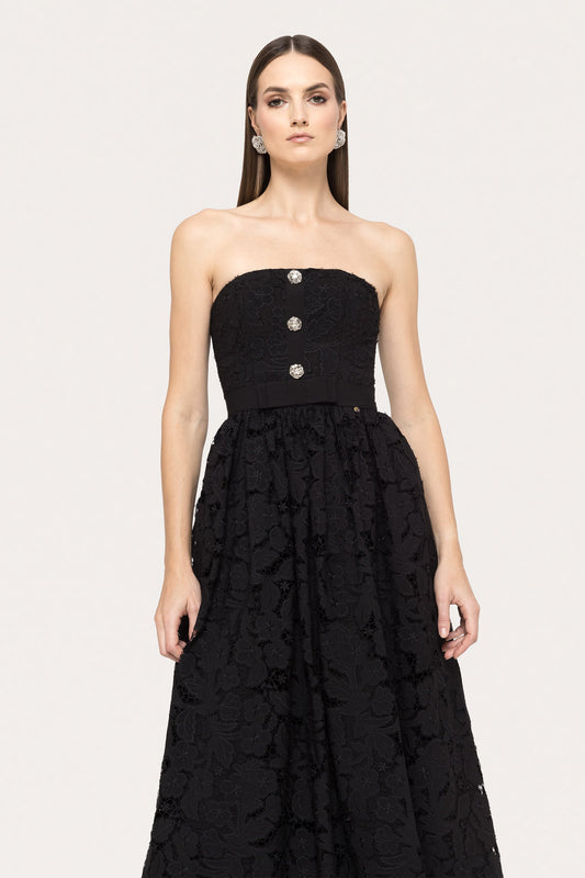 Corset-style strapless lace dress - RS15670 black NISSA