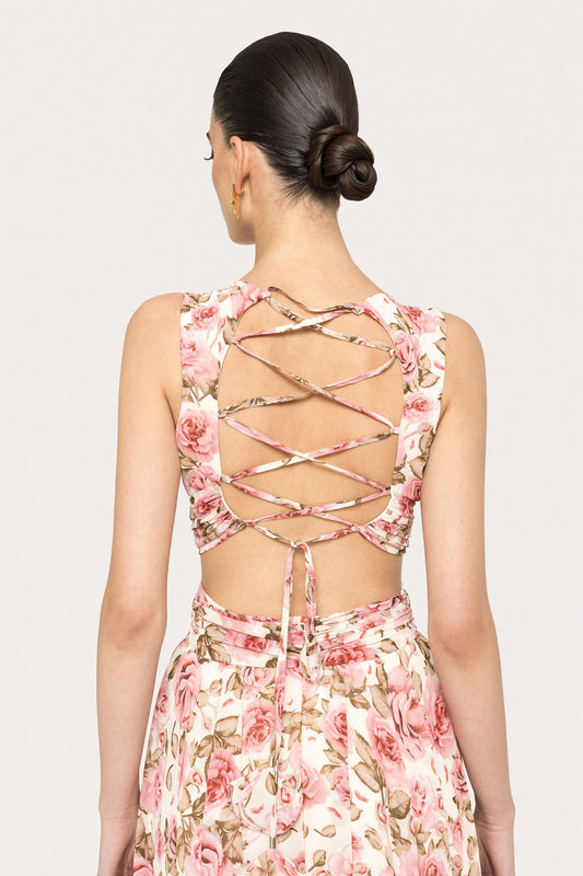 Open-back chiffon maxi dress NISSA