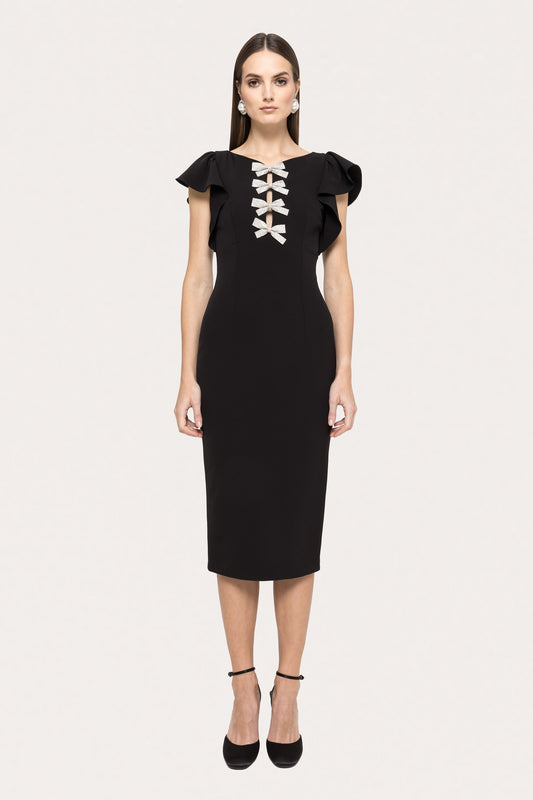 Crystal-bow midi dress - RC15664 NISSA