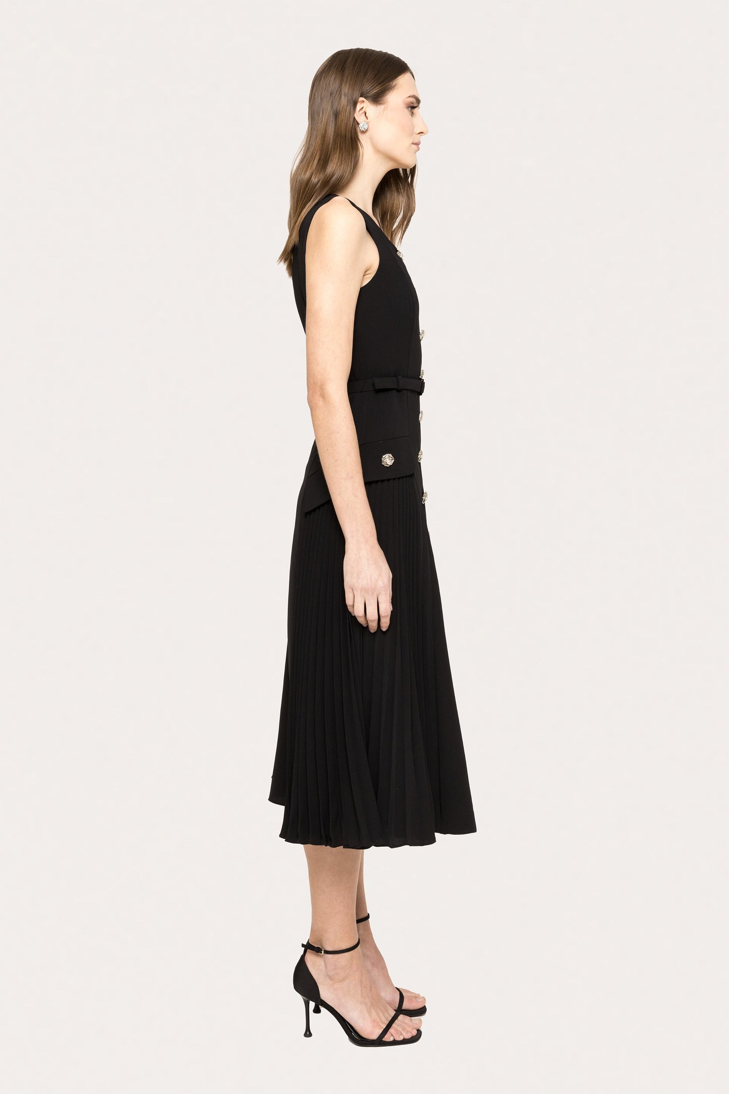 Belted pleated midi dress - RZ15651 NISSA