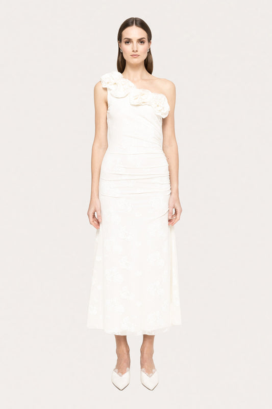 Floral-appliqué midi dress - RS16045 NISSA