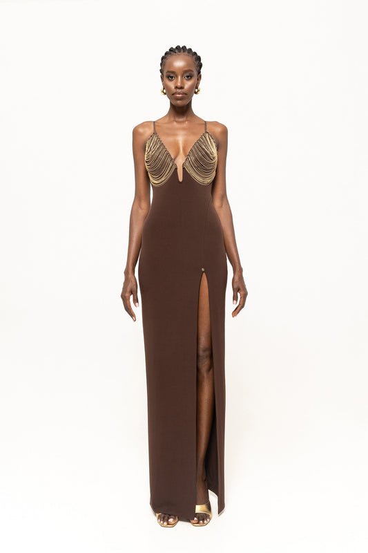 Fringe-detail maxi dress NISSA