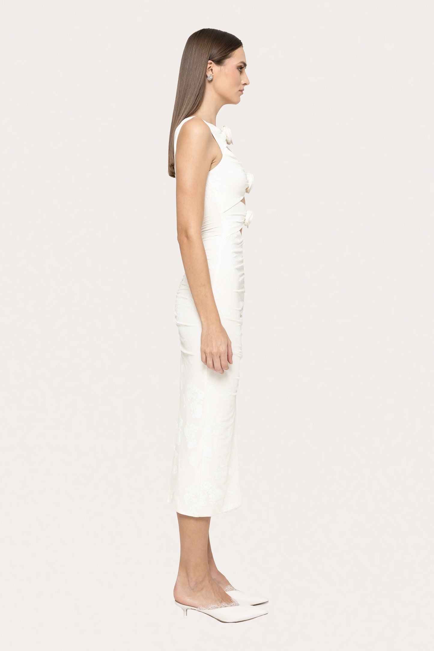 Floral-appliqué midi dress NISSA