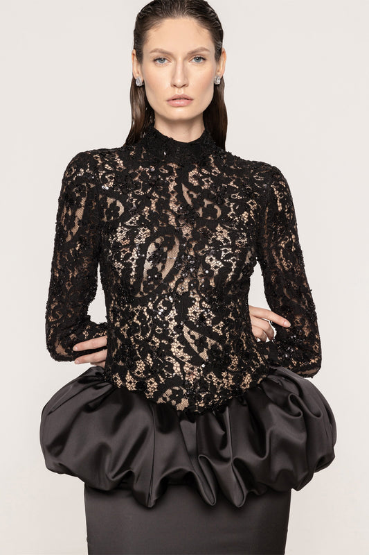 Sequin-embellished lace gown NISSA