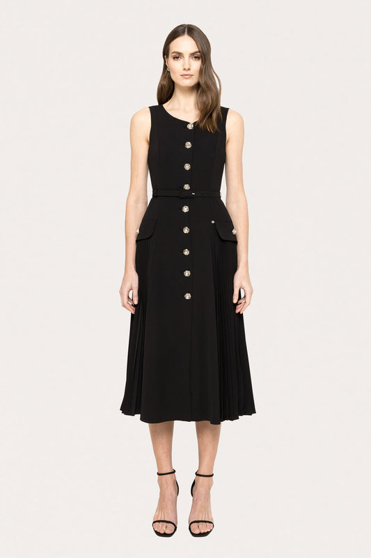 Belted pleated midi dress - RZ15651 NISSA