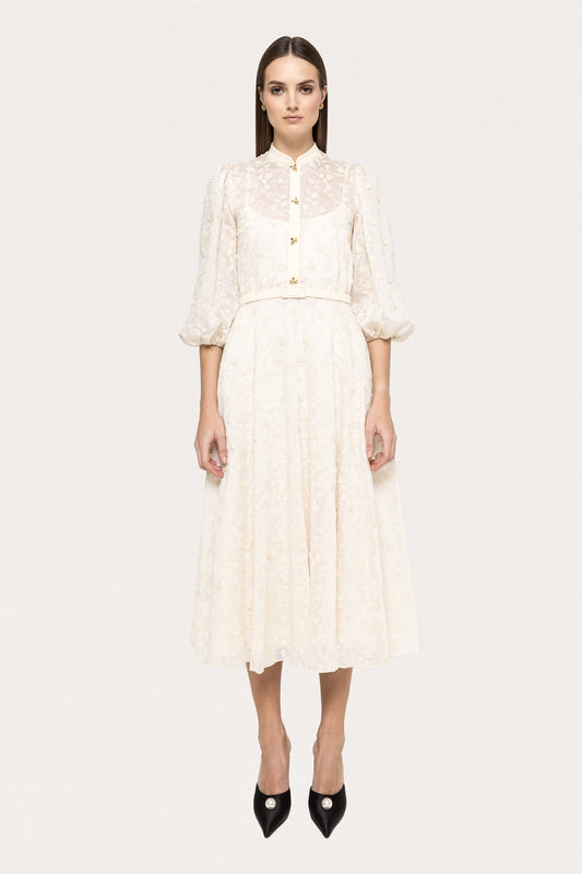 Embroidered lyocell midi dress - RC15719 off white NISSA