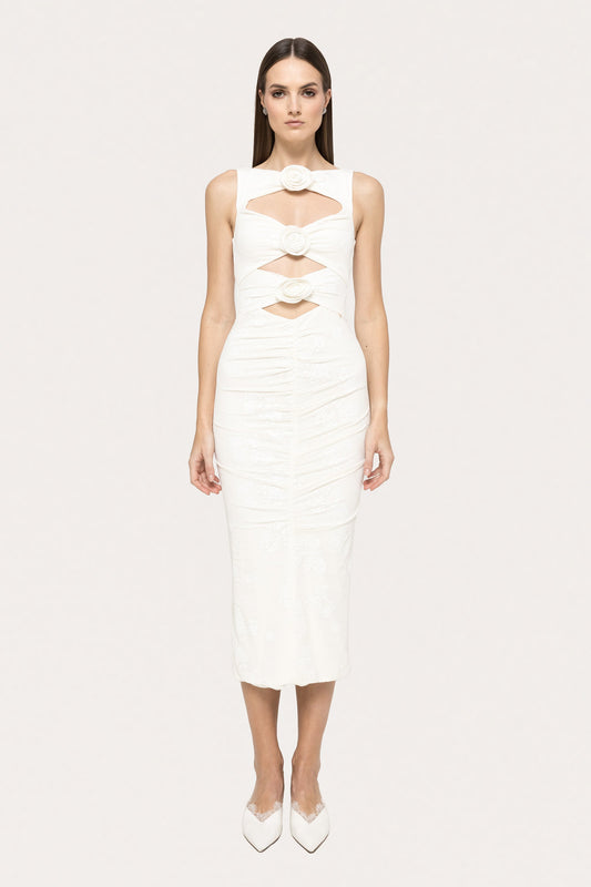 Floral-appliqué midi dress - RS15613 NISSA