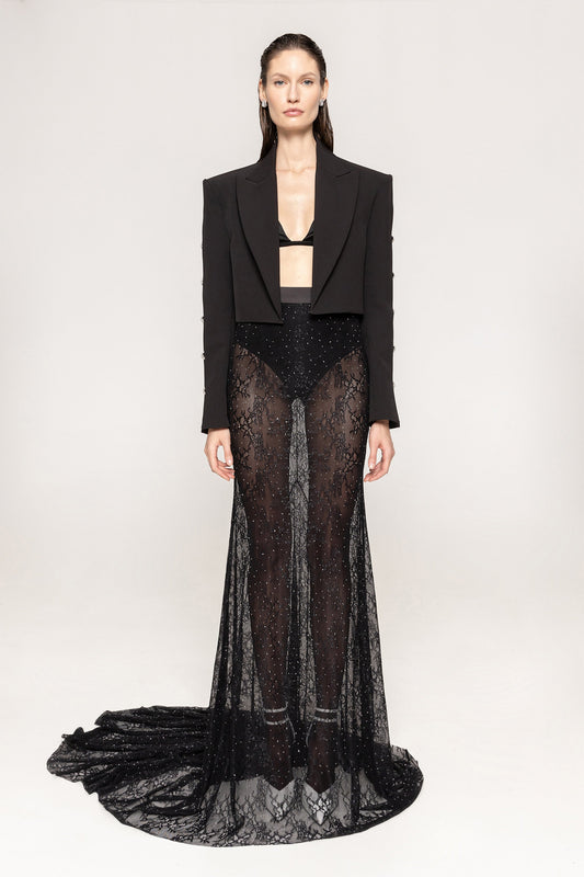 Crystal-embellished cropped blazer NISSA