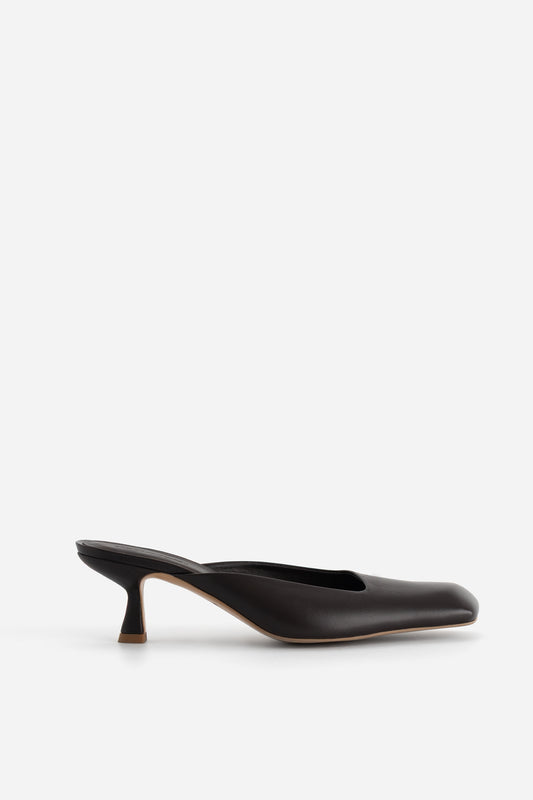 GEORGIA Dark Brown Leather Mules /5 cm/ KACHOROVSKA