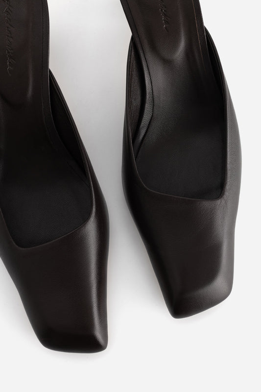 GEORGIA Dark Brown Leather Mules /5 cm/ KACHOROVSKA