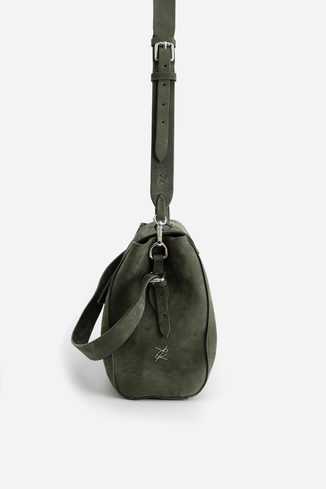 ERNESTINA 33 KHAKI NUBUCK BAG / SILVER/ KACHOROVSKA