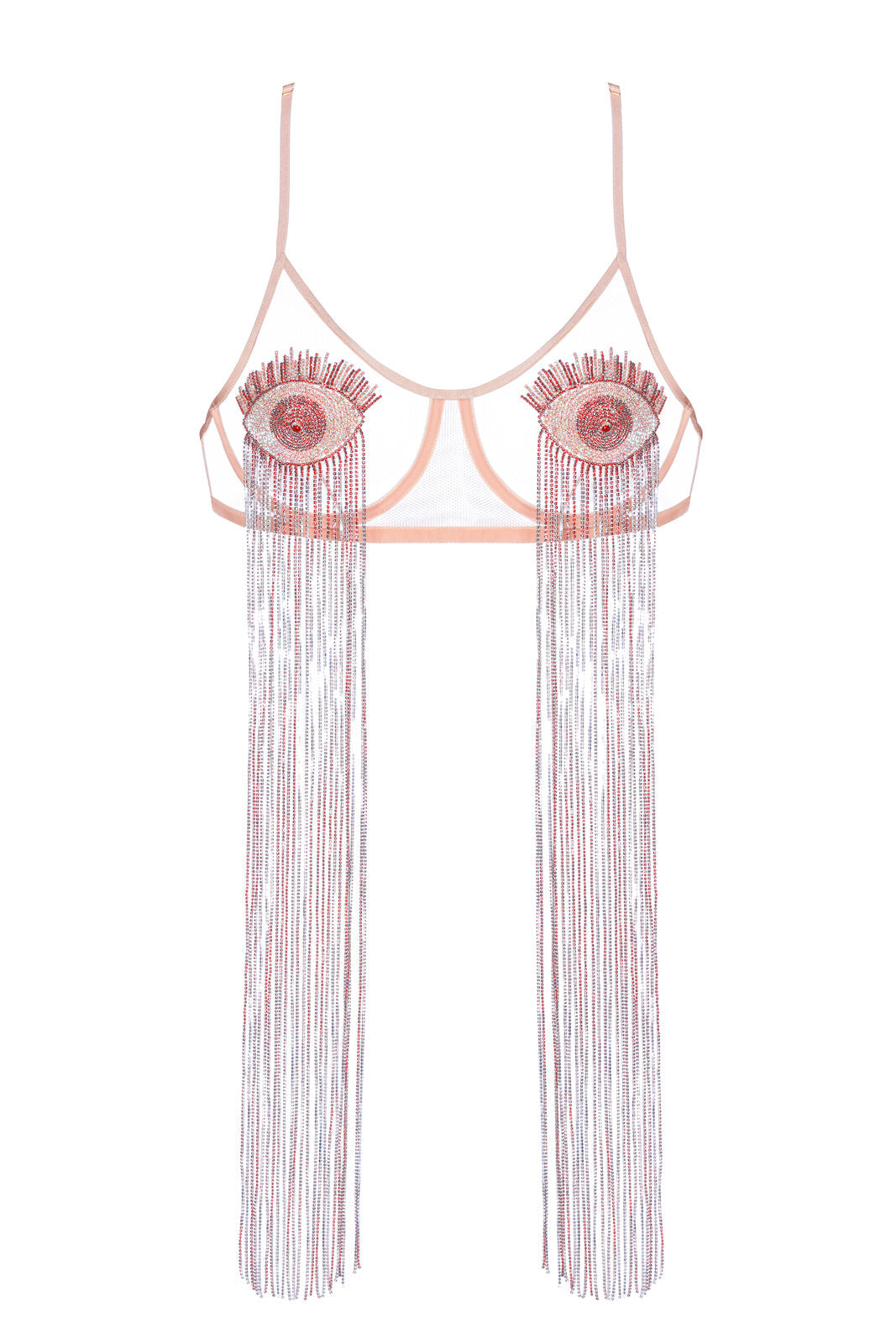 Transparent bra iD with handmade embroidery FROLOV