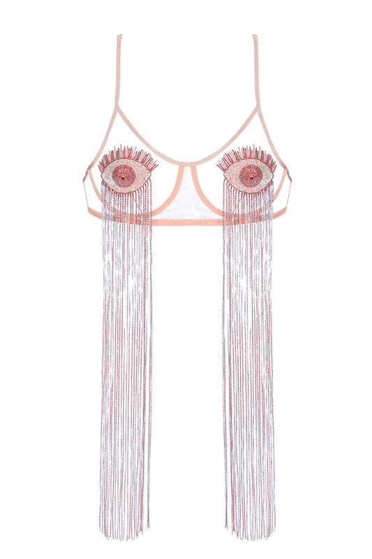 Transparent bra iD with handmade embroidery FROLOV