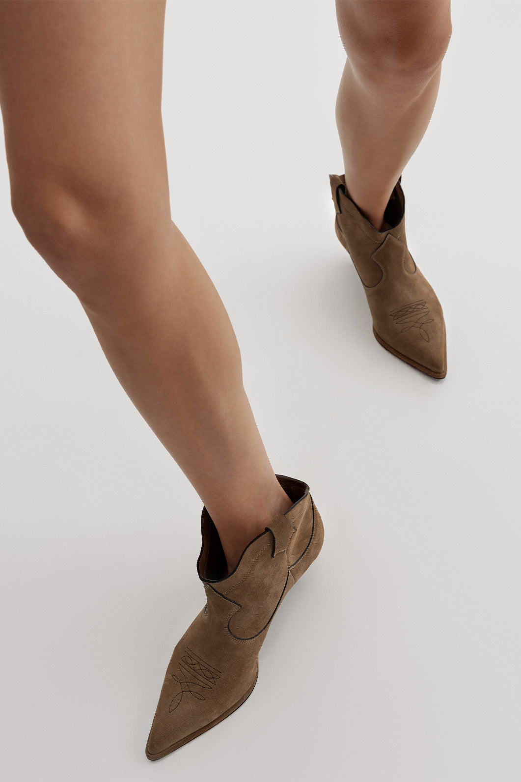 CHERILYN light brown suede cowboy boots KACHOROVSKA