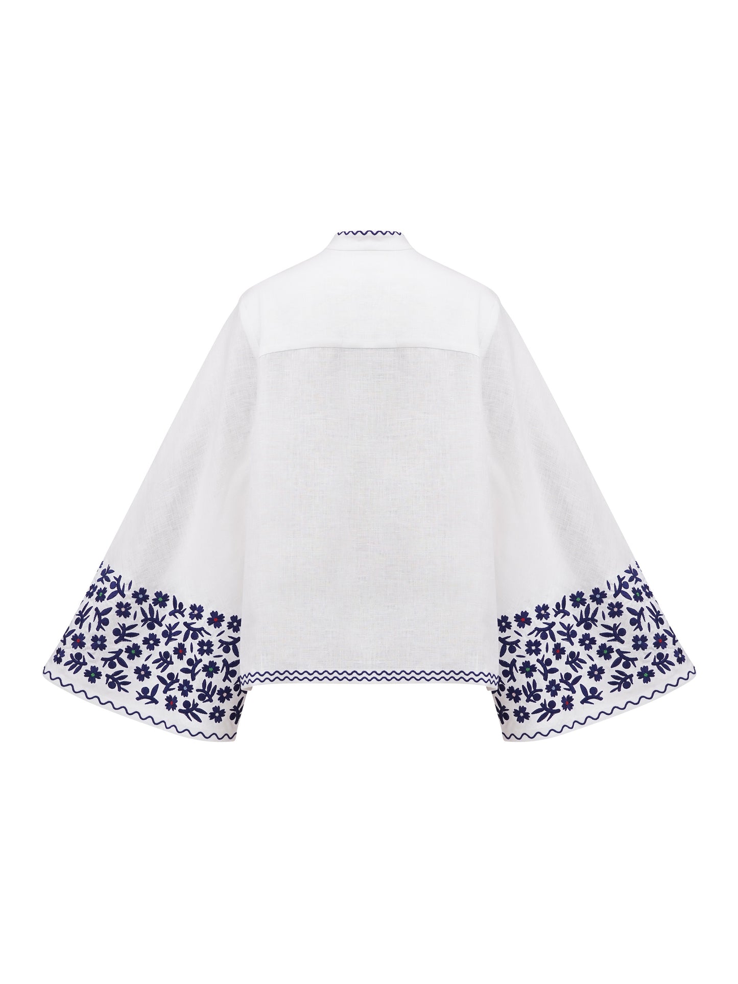 Linen blouse with wide sleeves and embroidery Teren Syniy ETNODIM
