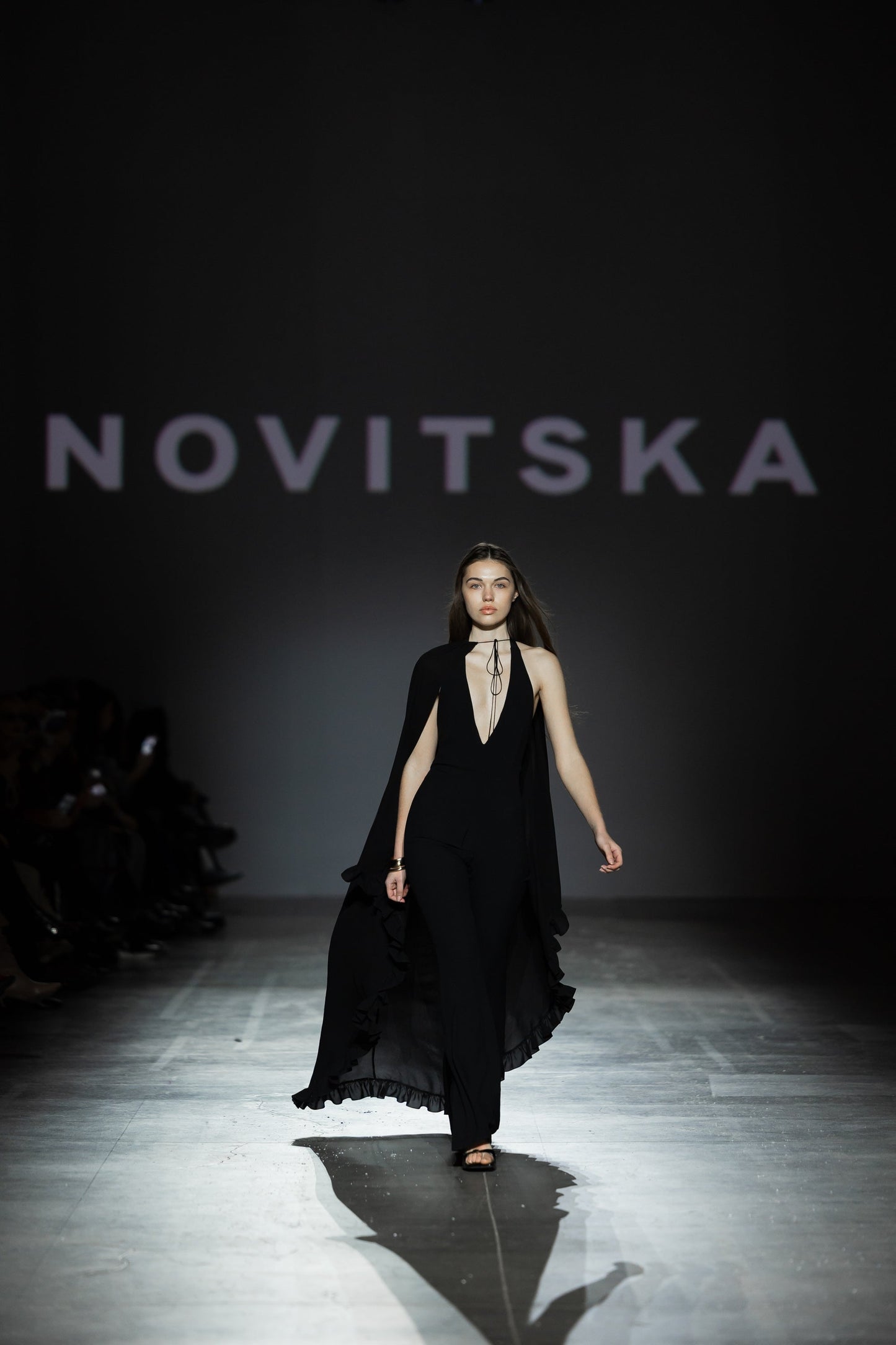 Silk cape with ruffles NOVITSKA