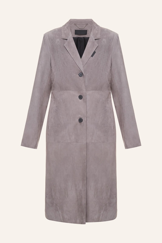 COAT LEATHER SUEDE KATERINA KVIT