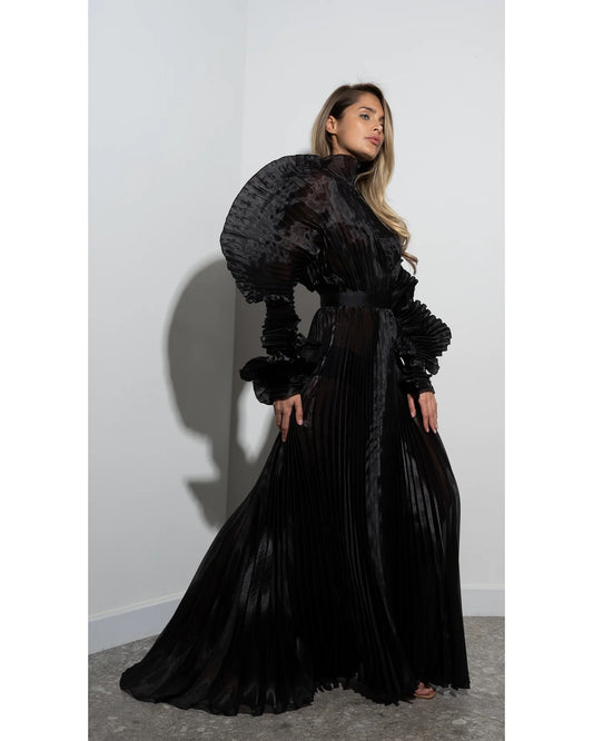 Alisha Pleated Black Dress J’AMEMME