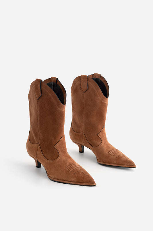 GWEN BROWN SUEDE COWBOY BOOTS KACHOROVSKA