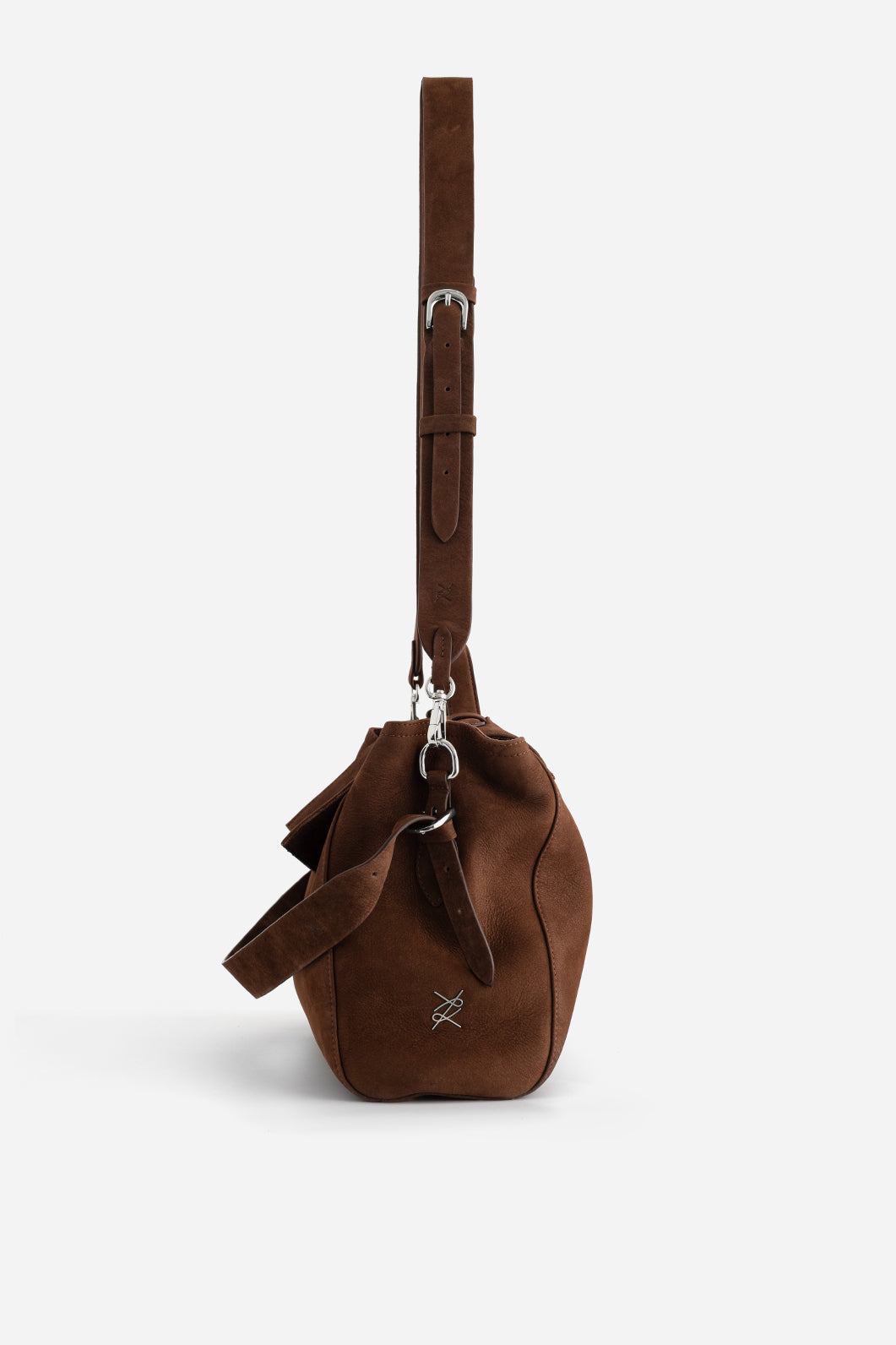 ERNESTINA 33 BROWN NUBUCK BAG /SILVER/ KACHOROVSKA