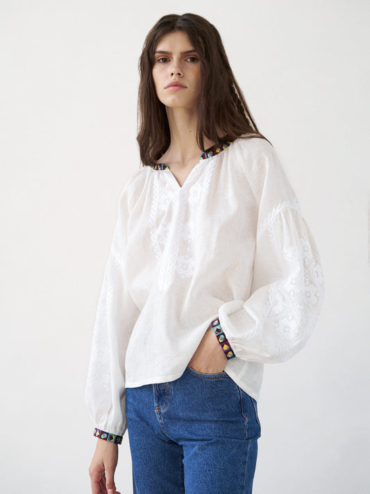 White embroidered shirt Siayvo ETNODIM