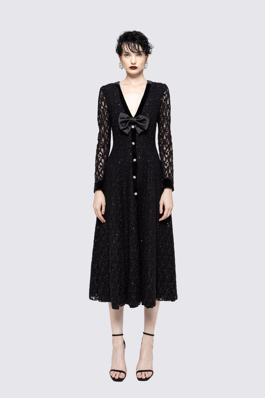 Crystal-embellished lace midi dress NISSA