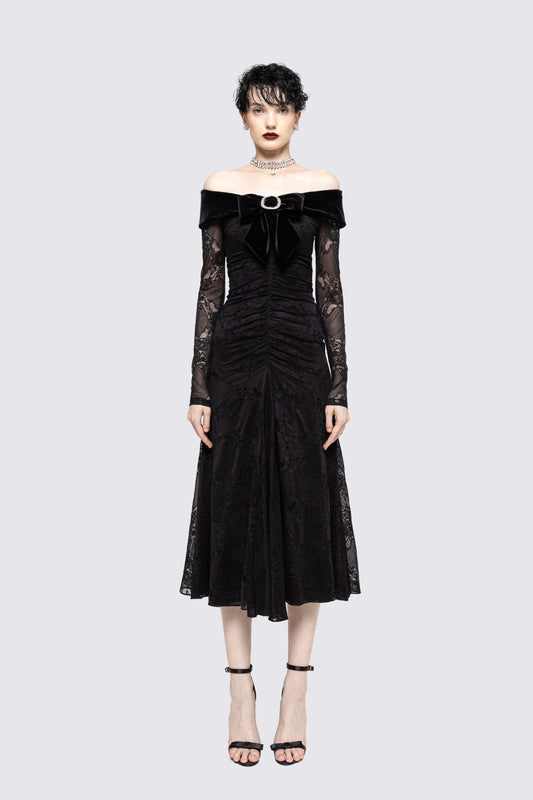 Bow-detail lace midi dress NISSA