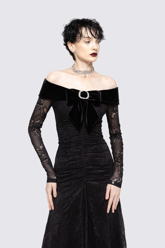 Bow-detail lace midi dress NISSA