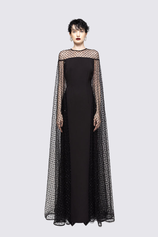 Sequined cape maxi dress NISSA