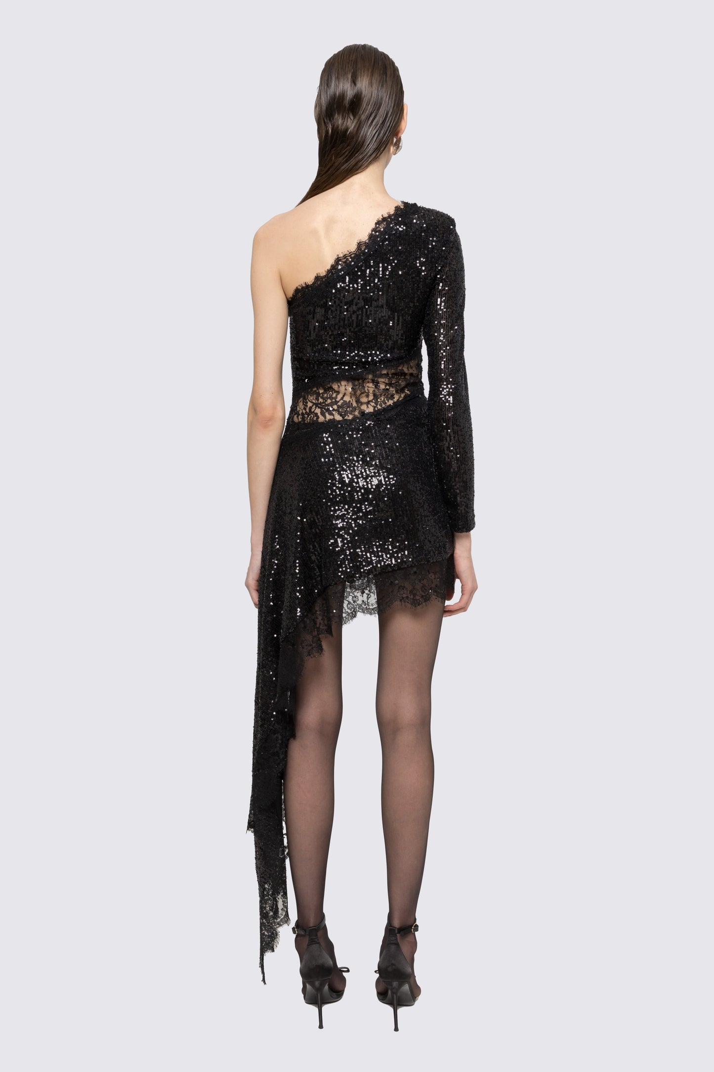 Lace insert sequined midi dress NISSA
