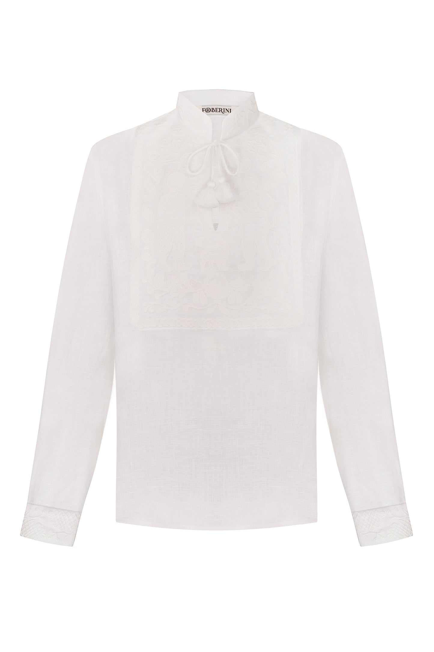 "Embroidery history" white shirt FOBERINI