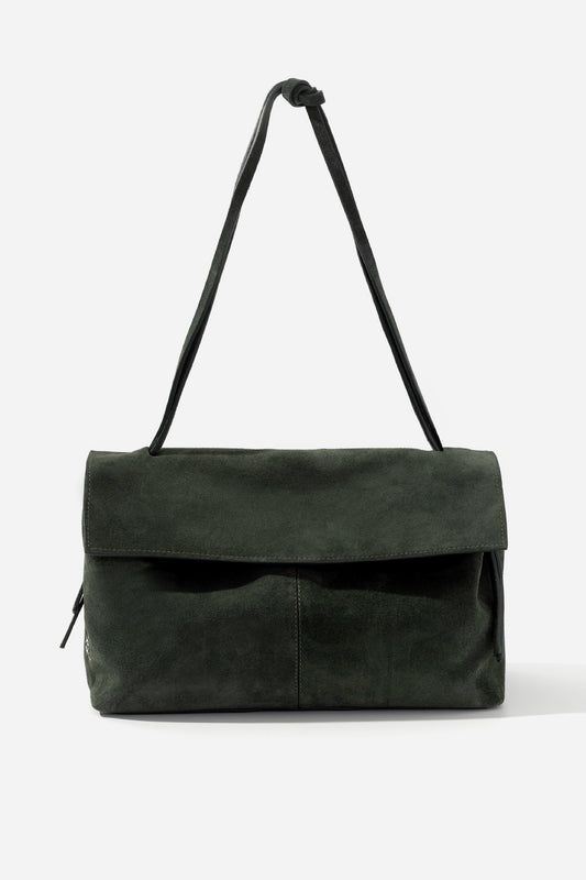 REBECCA GRANDE grey-green suede bag KACHOROVSKA