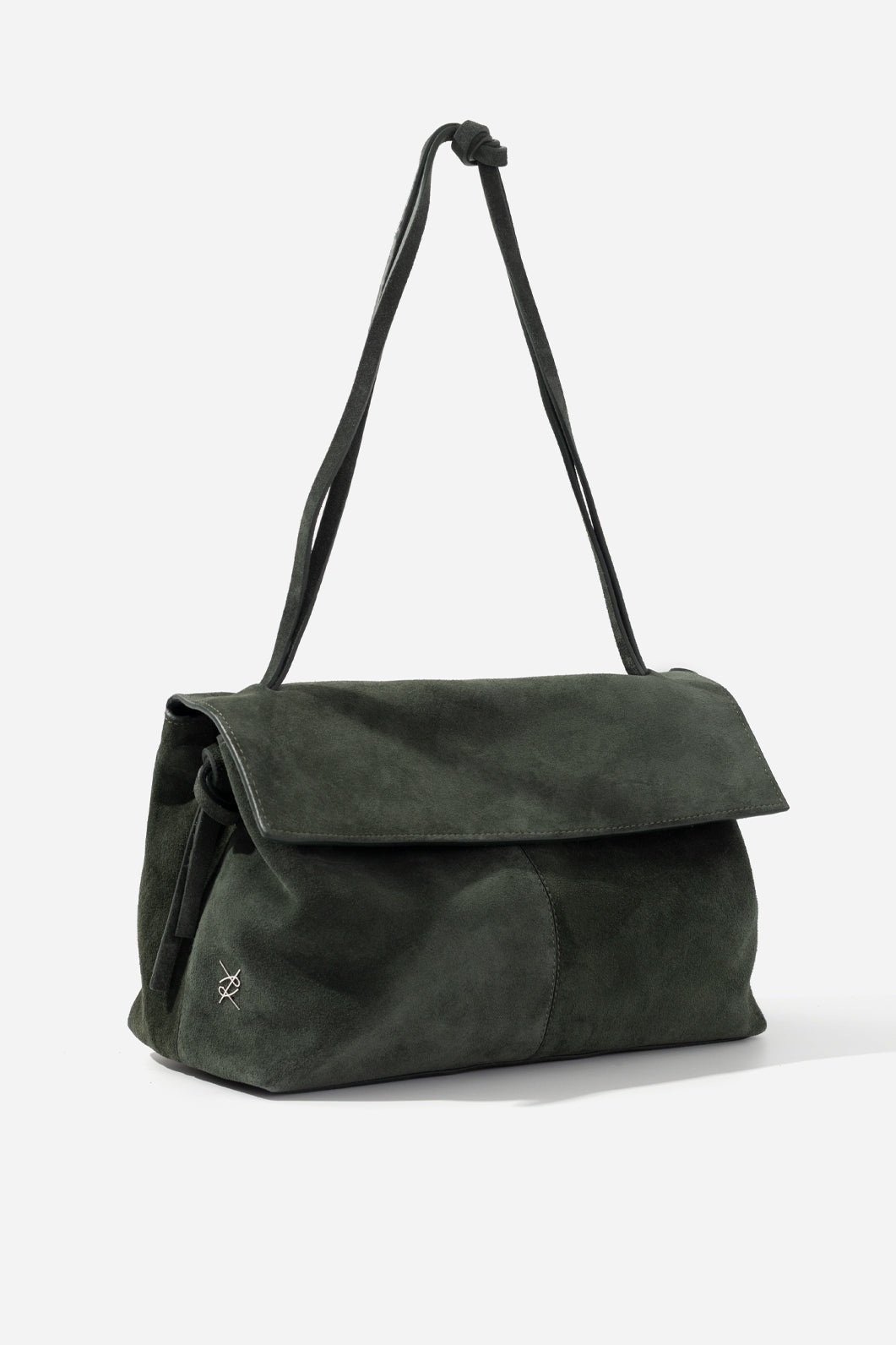 REBECCA GRANDE grey-green suede bag KACHOROVSKA