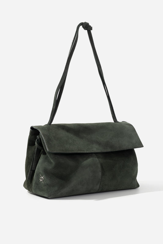 REBECCA GRANDE grey-green suede bag KACHOROVSKA