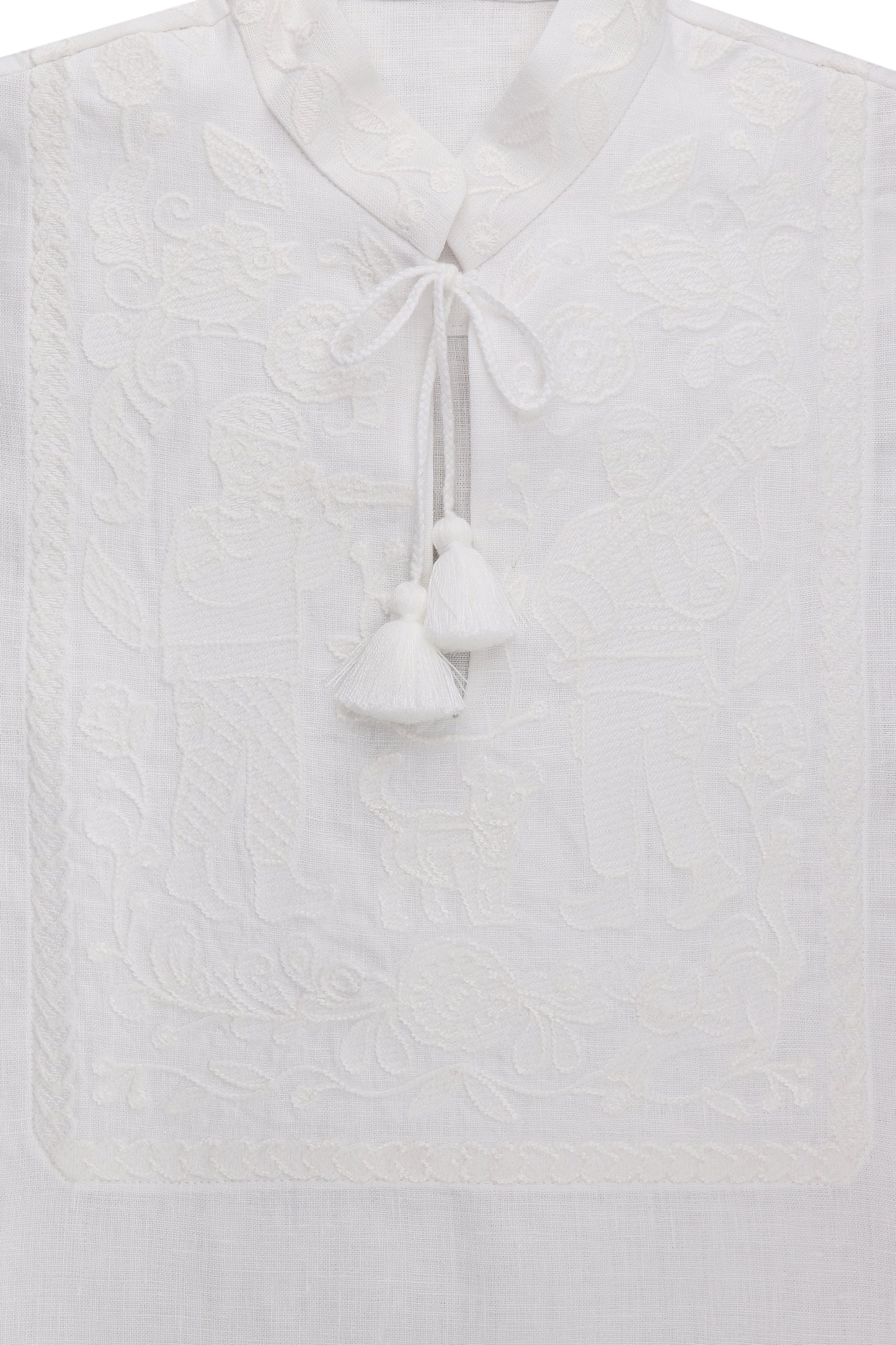 "Embroidery history" white shirt FOBERINI