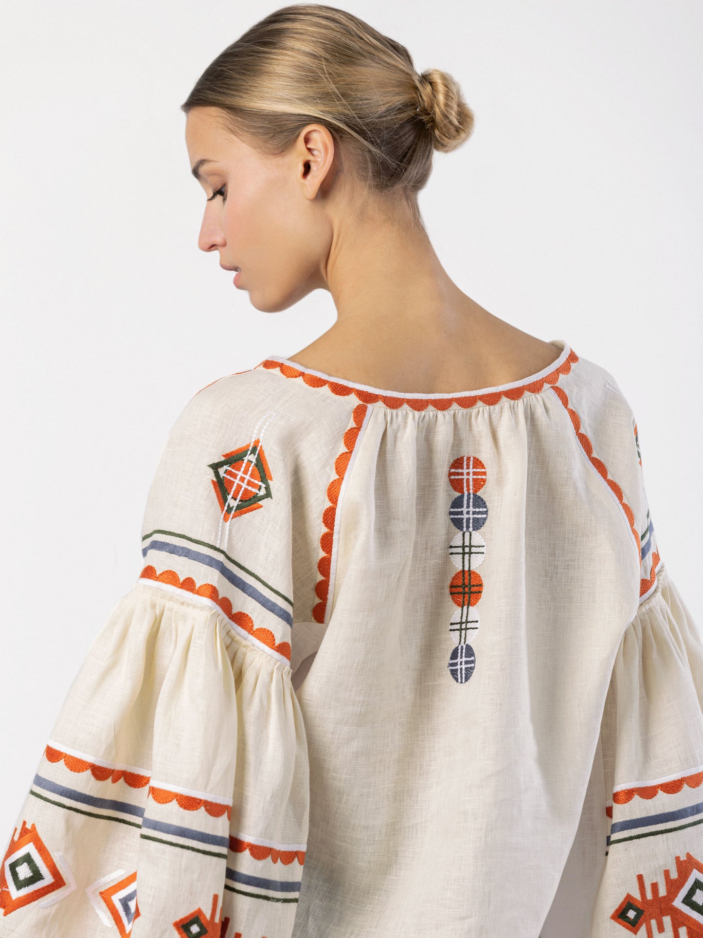 Linen embroidered shirt in boho style Pole ETNODIM