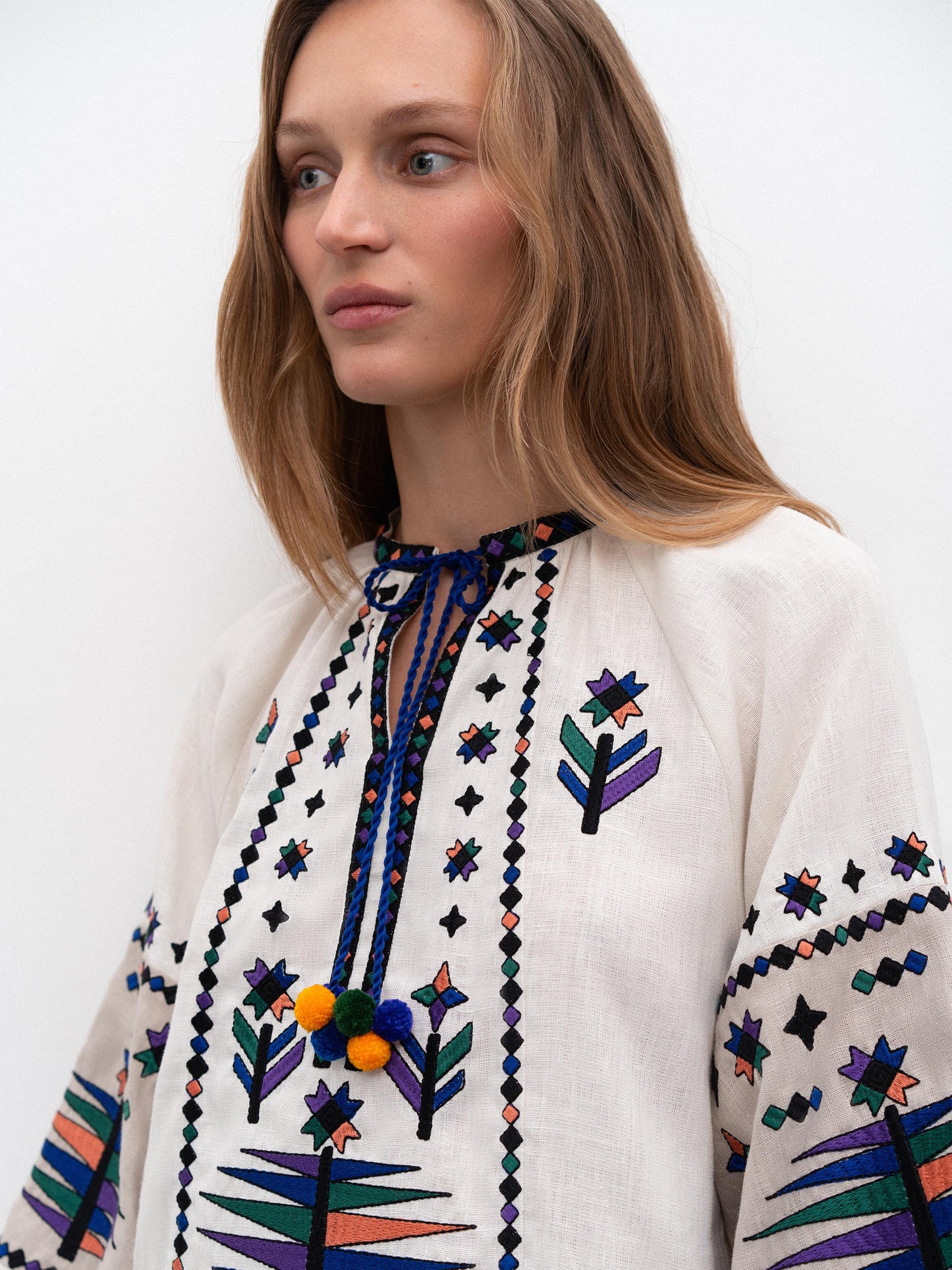 Women's embroidered shirt with geometric embroidery Melanka ETNODIM