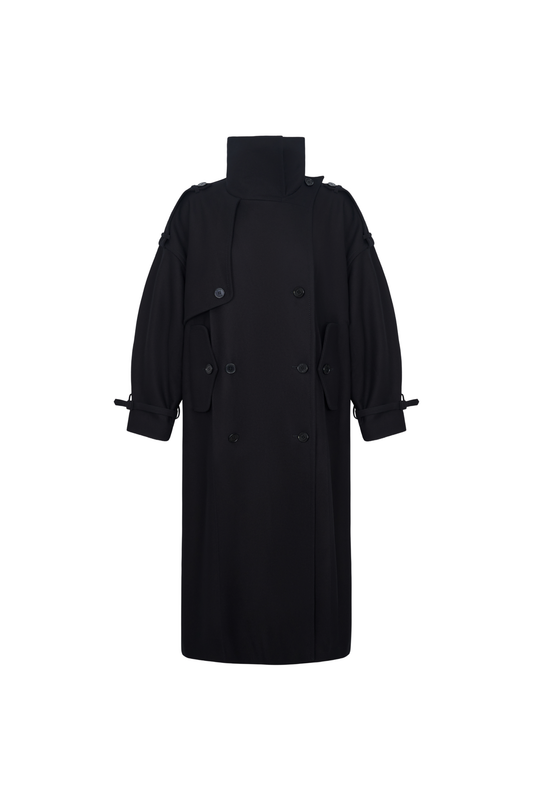COAT #05 — Funnel Neck Wool Coat GUDU