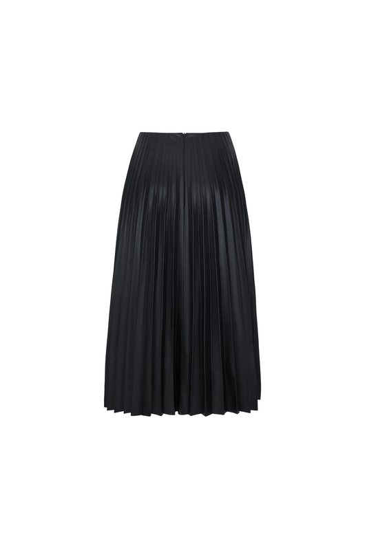 SKIRT #12 — Pleated Faux Leather Midi Skirt GUDU