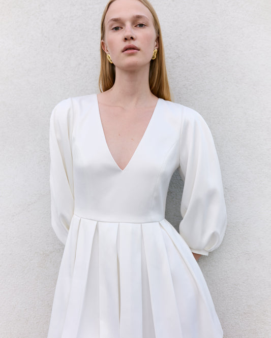 Ivory satin baby doll dress NOVITSKA