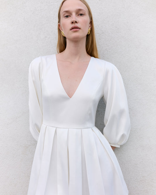 Ivory satin baby doll dress NOVITSKA