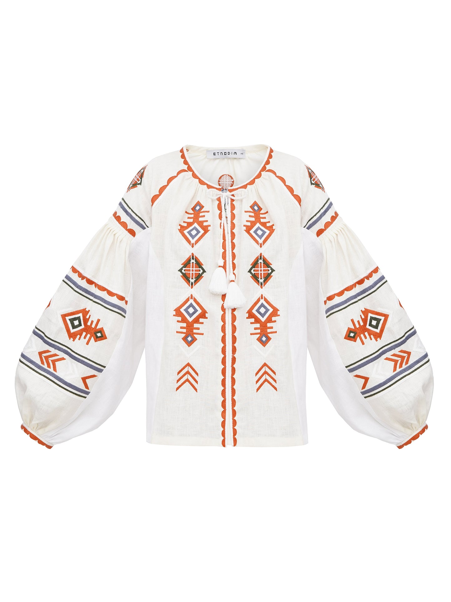 Linen embroidered shirt in boho style Pole ETNODIM