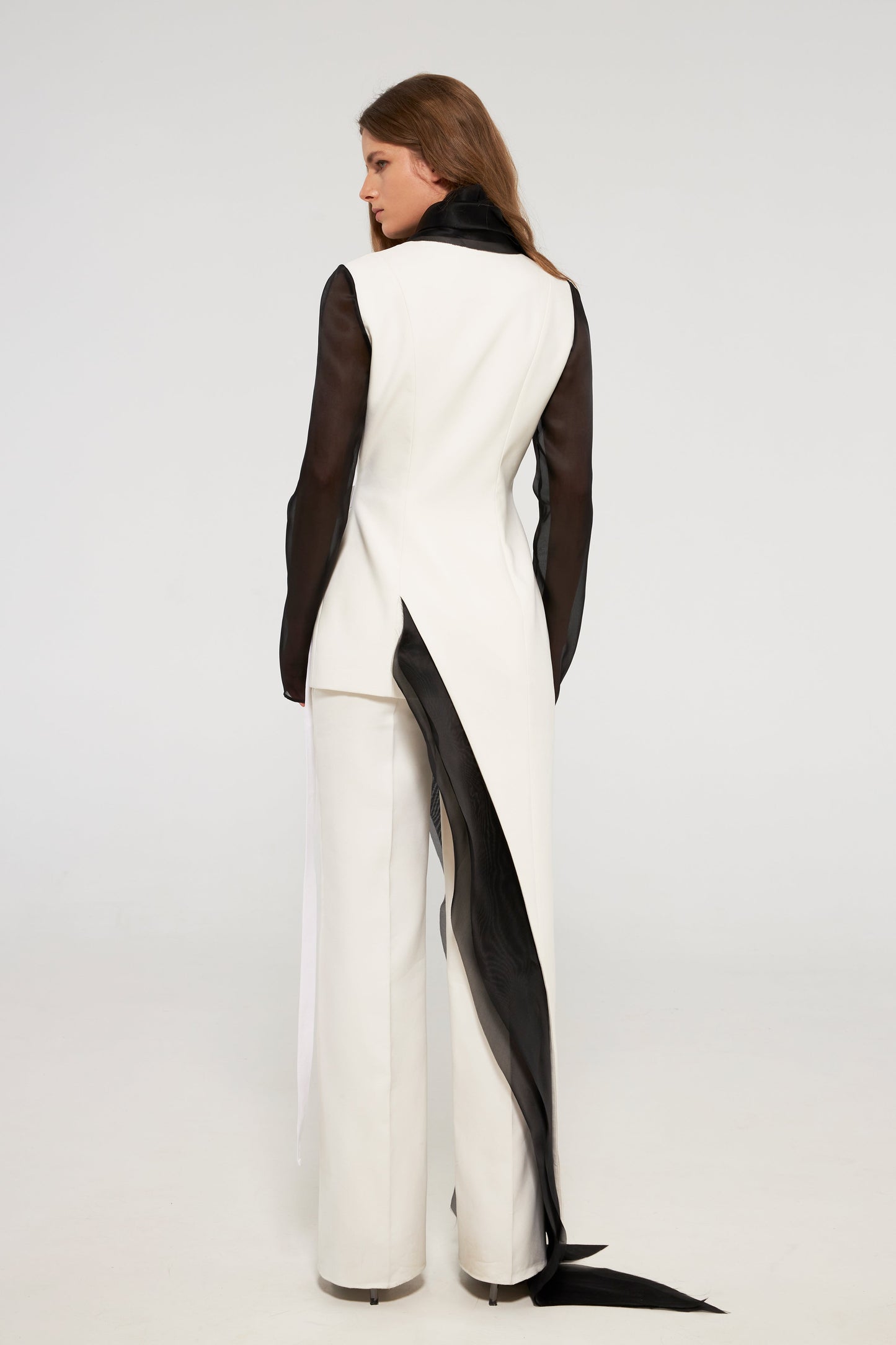 Contrast tuxedo jacket with organza layers VALERY KOVALSKA