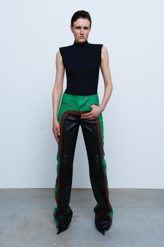 TROUSERS #05 — Faux Leather Patchwork Trousers GUDU