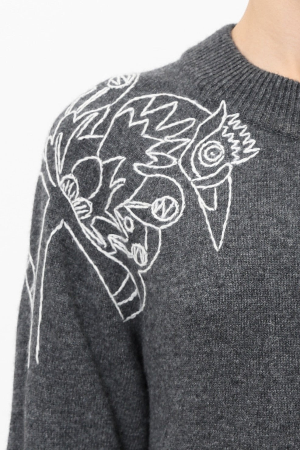 Long Dark Grey Embroidered Dress 91LAB