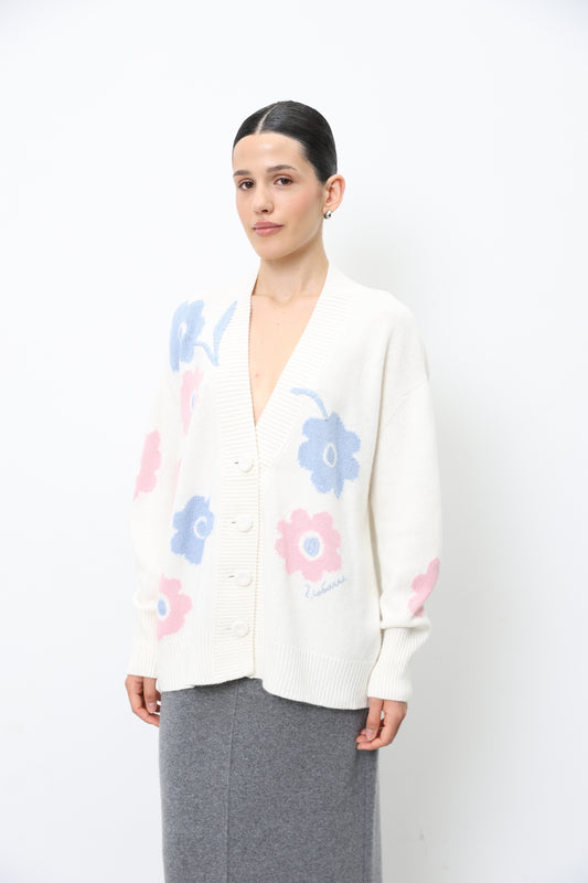 Oversized Cardigan With Embroidered Flowers 91LAB