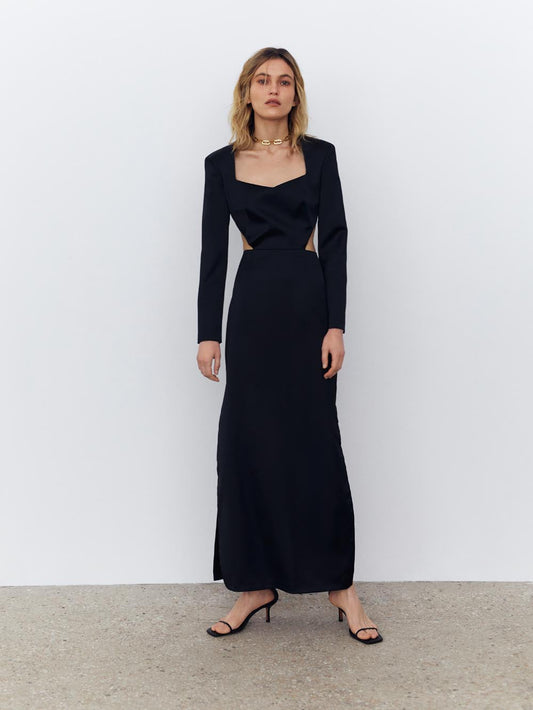 Satin maxi dress with open back NOVITSKA