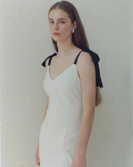 Maxi dress with silk bows and cuts on the sides NOVITSKA