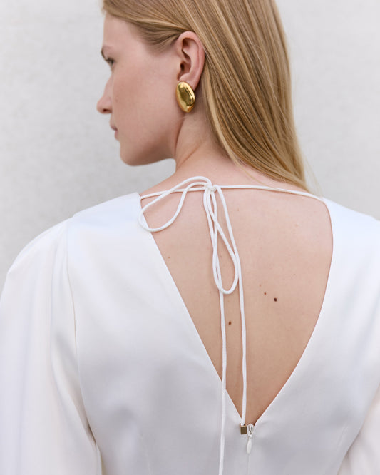 Ivory satin baby doll dress NOVITSKA